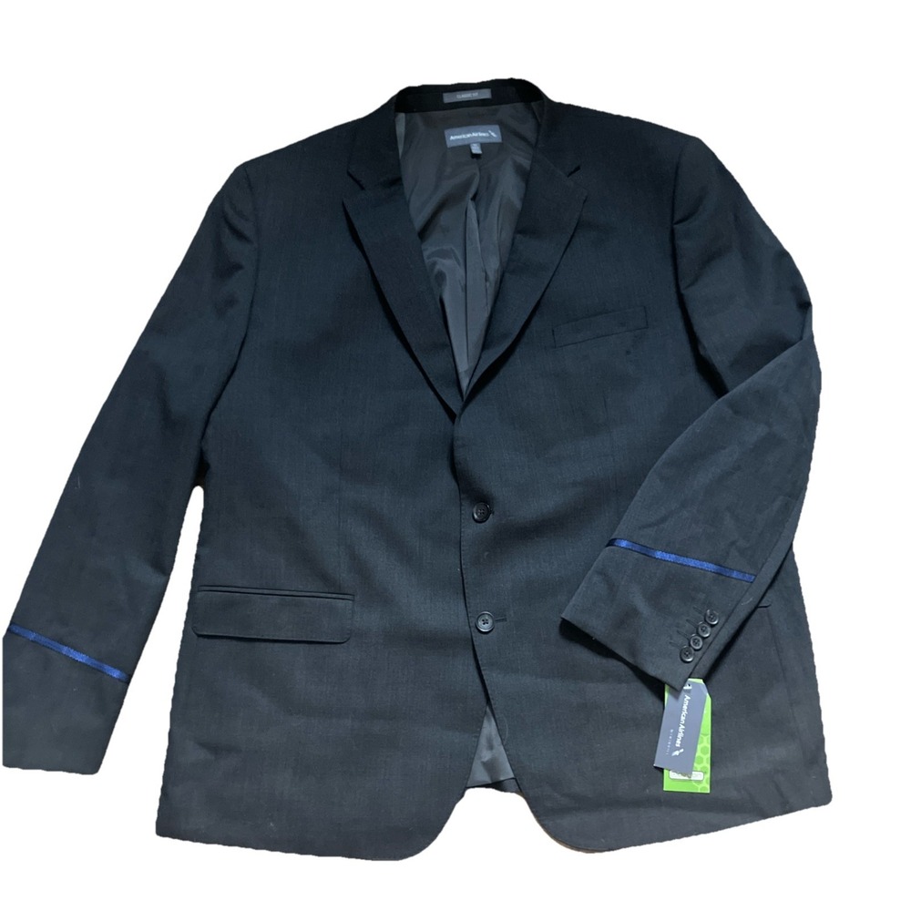 American Airlines by Twinhill GRAY BLUE STRIPE SINGLE BREASTED JACKET BLAZER 50R